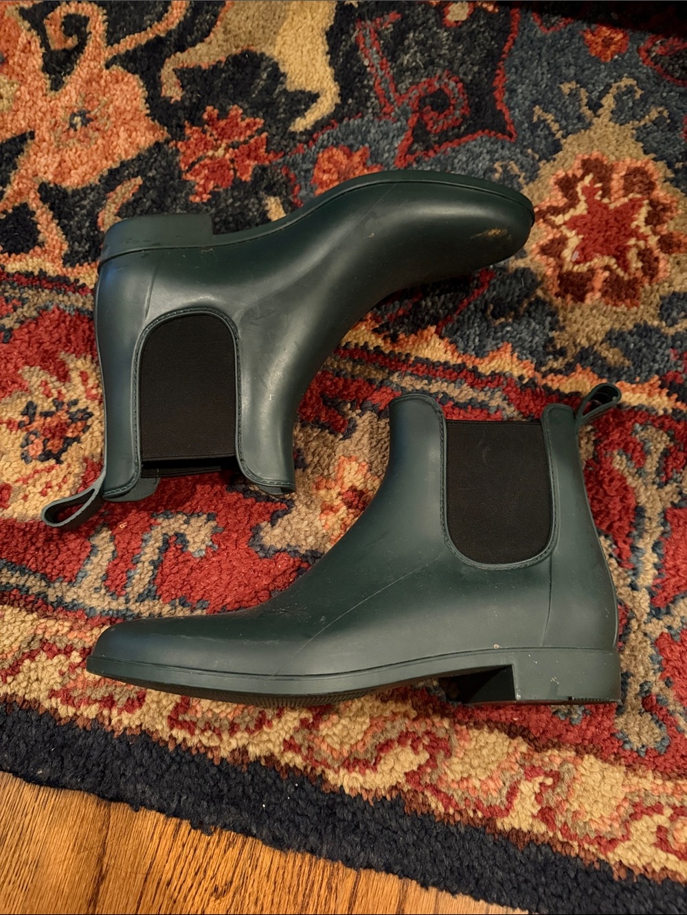 Women’s JCrew Chelsea Rain Ankle Boots in Deep Green